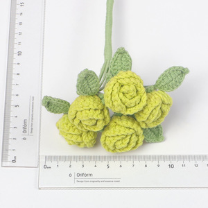 Populaire créatif multicolore 5 têtes Crochet <span class=keywords><strong>laine</strong></span> tricoté bulle Rose Bouquet pour l'obtention du diplôme Halloween gros tricot fleur - Product Image 6