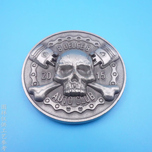Pièce de monnaie commémorative rétro en métal, alliage de zinc, design tête de mort, cadeau de collection, finition argent antique - Product Image 2