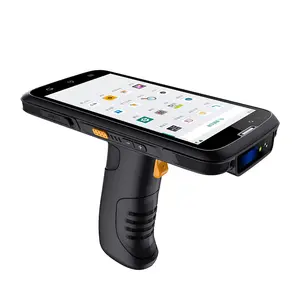 P50T pemindai kode batang QR Android 12 4G, nirkabel genggam PDA 1D 2D pemindai inventaris ponsel Terminal Data UHF RFID