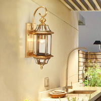 Applique murale d'extérieur de style européen Simple Luxury Villa Garden Corridor Vintage Deco Wall Lamp Classic Brass E14 Outdoor Lights