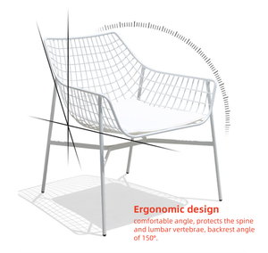 Ensemble de salle à manger d'extérieur moderne table ronde en treillis noir et chaises rembourrées pour <span class=keywords><strong>patio</strong></span>, jardin et balcon meubles en métal durables - Product Image 2