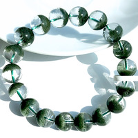 Bracelet en Quartz Vert Naturel Brésilien de Qualité Supérieure, Bijou en Cristal à Inclusions Demi-Coupelle pour Collection et Cadeau de Luxe