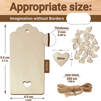 24 pièces bricolage artisanat étiquette en bois vierge inachevée étiquette en bois rectangulaire naturel avec coeur pour cadeau de décoration
