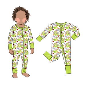 批量批发竹纤维男婴拉链连体衣有机柔软透气婴儿睡衣0-24M - Product Image 1