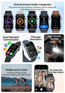 Reloj inteligente TK73 con llamadas BT, monitor de presión arterial de frecuencia cardíaca, IP68 resistente al agua, pantalla HD de 1,57 ", batería de 5-7 días - Product Image 6