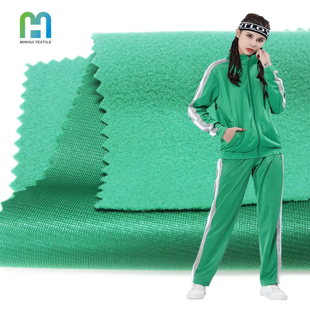 Wunderbares Aussehen Huzhou Trikot Pinsel Wolle Fleece Stoff Mädchen Sport bekleidung Stoff für Marken Trainings anzüge