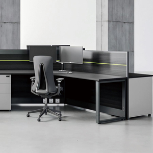 Meubles de bureau modulaires pour employés, poste de travail à 120 degrés, bureau 4 places, poste de travail pour 4 personnes, tables en bois - Product Image 1