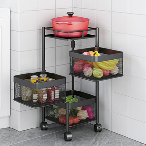 Vente en gros directe d'usine, ensemble de paniers de <span class=keywords><strong>rangement</strong></span> pour fruits <span class=keywords><strong>et</strong></span> légumes de <span class=keywords><strong>cuisine</strong></span>, multifonctionnels, rotatifs, carrés, à trois niveaux, pour économiser de l'espace - Product Image 1