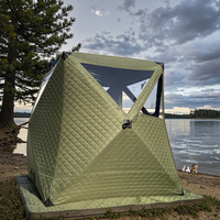 Tente de sauna thermique pour la pêche sur glace Warmfire, en Oxford 600D, triple couche, imperméable, thermique, une chambre, montage rapide et automatique