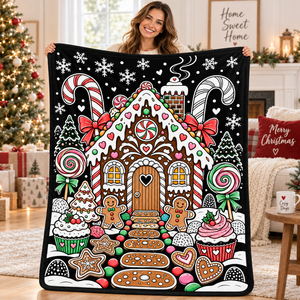Create Together Christmas Coloring Throw <b>Blanket</b> Rectangular <b>Plush</b> Reusable For Kids And Family Winter Holiday Fun - Product Image 2
