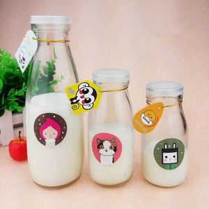 Prix usine fond <span class=keywords><strong>plat</strong></span> <span class=keywords><strong>hermétique</strong></span> pyramide chats en forme pour le milkshake en verre bouteille en verre rond - Product Image 3