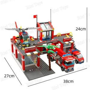 KAZI 8051 Ville Construction Véhicule Camion De Pompiers Hélicoptère Police Briques Jouets Éducatifs Pour Enfants Cadeaux Blocs De Construction Ensembles - Product Image 6