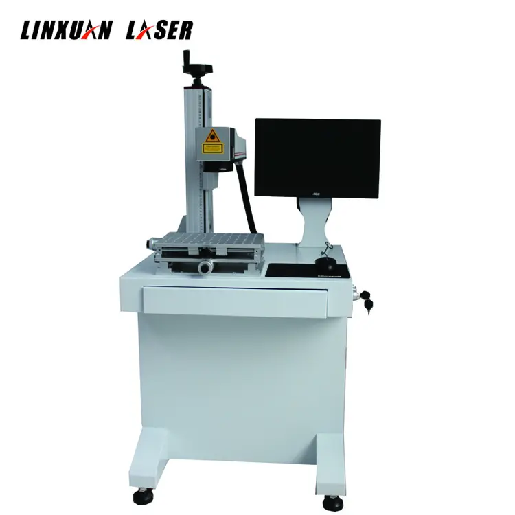 Máquina de gravação a laser em aço inoxidável, desktable 20w 30w 50w raycus jpt