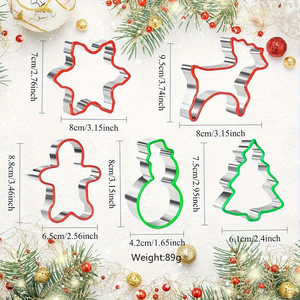 Lot de 5 emporte-pièces de Noël en acier inoxydable <span class=keywords><strong>pour</strong></span> gâteaux et biscuits, avec motifs flocon de neige et sapin de Noël, <span class=keywords><strong>pour</strong></span> <span class=keywords><strong>la</strong></span> pâtisserie - Product Image 2