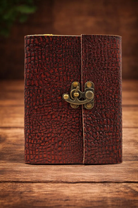Premium Crocodile Texture Leather Journal Embossed Handmade <b>Notebook</b>, Deckle Edge Paper Grimoire, Vintage <b>Diary</b> - Product Image 3