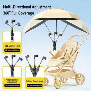 Sombrilla para Cochecito de Bebé con Cinco Pliegues y Ocho Varillas, Protección Solar y Contra la Lluvia, con Clip para Cochecito de Bebé, Sombrilla de Viaje - Product Image 4
