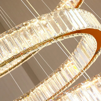 Lustre de plafond en cristal K9 moderne et luxueux pour hall d'hôtel, villa, salon, loft, escalier, lustre rond en forme d'anneau, luminaire suspendu