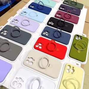 Étui de téléphone magnétique en silicone liquide tendance, adapté aux <span class=keywords><strong>iPhone</strong></span> 11/12/<span class=keywords><strong>13</strong></span>/14 Pro Max avec support invisible - Product Image 2