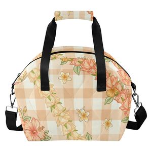 Custom Logo Hawaii Puakenikeni Quilted Fluffy Printed Insulated Cooler Wholesale Portable Durable Tote <b>Lunch</b> <b>Bag</b> for Women - Product Image 1