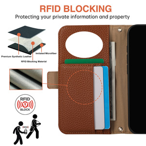 Custodia a Portafoglio Magnetica Antiurto in Pelle PU Premium di Lusso per iPhone 16/15 Pro Max con Design Goffrato - Product Image 3