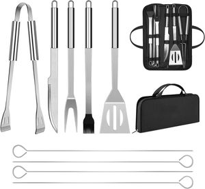 Ensemble d'ustensiles de barbecue en acier inoxydable, accessoires de barbecue professionnels avec surface de cuisson antiadhésive, résistant à la chaleur, allumage piézoélectrique - Product Image 1