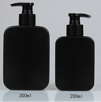 Bouteilles en plastique HDPE carrées noires personnalisées avec logo, 300 ml, pour nettoyant visage homme, savon pour le corps, lotion pour le corps, shampoing