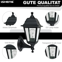 Lampe murale extérieure E27 IP44 étanche, style vintage, pour jardin, véranda, AC220-240V, plastique noir