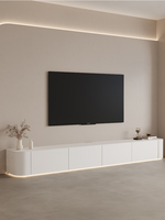 Mueble de televisión con luces LED, juego de mesa de centro moderno y simple para sala de estar, soporte de televisión de madera maciza