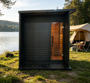 Sauna à vapeur en bois massif noir, écoénergétique, pour 3-4 personnes, facile à utiliser et améliorant la circulation sanguine - Product Image 1