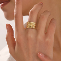 Neu im Jahr 18 Karat vergoldeter Edelstahl Vintage Hammered Devil's Eye Breite Fingerringe Schmuck für Frauen