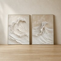 Ensemble de 2 tableaux muraux texturés 3D en relief, peinture sur toile, paysage marin, style moderne minimaliste, décoration pour la maison et l'hôtel