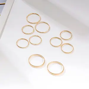 R-037 Novo Conjunto de Dez Peças de Design Clássico Anéis de Dedo Mulheres Homens Chapeamento de Ouro Projetos do Anel Para O Presente