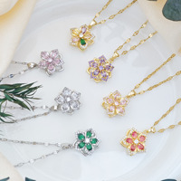 Collier rotatif en acier inoxydable RINHOO, pendentif fleur coloré plaqué or 18 carats, bijoux de mode pour femmes