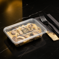 Boîte alimentaire rectangulaire moderne en PP transparent de qualité alimentaire, moulée par injection, avec couvercle, micro-ondable, sans BPA, jetable, avec logo personnalisé, 500 ml