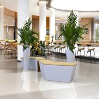 Banc de jardin en FRP en forme de V avec pot de fleurs, mobilier d'extérieur confortable pour parc et jardin, siège d'attente