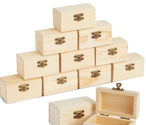 صندوق خشبي غير مكتمل الصنع للزينة، صندوق من خشب الصنوبر مع غطاء مفصلي ومشبك قفل، صندوق خشبي مصنوع يدويًا للديكور - Product Image 6