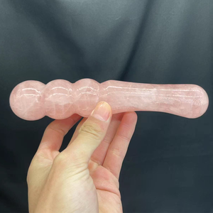 Varita de Masaje de Cuarzo Rosa y Bolas de Dildo para Despertar el Deseo Sexual, 100% Impermeable, 18cm, Portátil, Hecha a Mano, Varita Yoni para Mujeres - Product Image 3