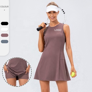 Jupe de tennis taille haute avec poches, body, jupes de sport personnalisées avec pantalon, robe de tennis une pièce - Product Image 1