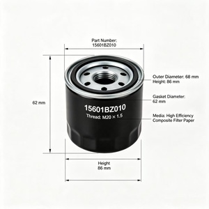 Filtre à huile moteur métallique neuf en gros d'usine pour Daihatsu OEM 15601BZ010 avec garantie d'un an - Approvisionnement direct pour RaiZe Rush - Product Image 5
