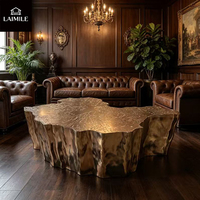 Ensemble de tables basses de luxe dorées irrégulières en acier inoxydable poli, table centrale artistique pour villa, salon, décoration intérieure, mobilier