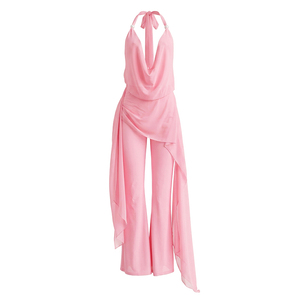 Viviblook D26JP193 Combinaison une pièce sexy sans manches à bretelles halter transparente de couleur unie pour femme, nouvelle collection été - Product Image 6