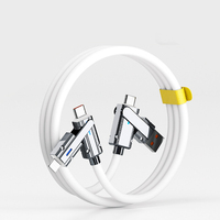 Cable de Carga Rápida Multifunción 4 en 1 de 100W PD, Cable de Transferencia de Datos USB-C a USB-C con Ángulo de 90 Grados para iPhone y Smartphones