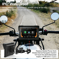 Navigateur GPS portable et antivol pour moto de 7 pouces avec CarPlay sans fil, Android Auto, double Bluetooth et luminosité automatique