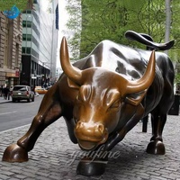 Gran Estatua de Bronce del Toro de Wall Street para Jardín Exterior, Famosa Escultura de Animal Fundida a Mano de Tamaño Real