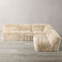 Canapé Sectionnel Modulable en Fausse Fourrure Moelleuse Moderne et de Luxe en Forme de L pour Salon de Maison, Hôtel, Bureau et Réception
