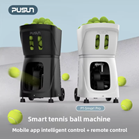 Lanceur de balles de tennis intelligent portable et léger Pusun PT-Smart Pro avec contrôle de balle intégré, panier pliable, automatique pour entraînement solo