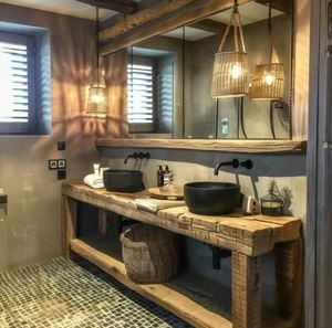 Meuble-lavabo de salle de bain en bois de style moderne et luxueux, design personnalisé, avec miroir intelligent - Product Image 4