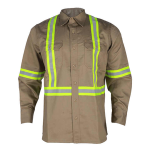 High Visibility ANSI Class 2 <b>Waterproof</b> Customized Logo Nylon Cotton FRC Fire Resistant FR Welder Fireproof <b>Work</b> Shirts - Product Image 6