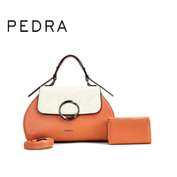 Ensemble de sacs à main PEDRA en deux pièces - Sac à main en cuir avec couvercle gaufré - Mini portefeuille assorti - Sac à bandoulière pour femme