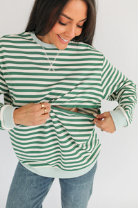 Felpa <span class=keywords><strong>Premaman</strong></span> a Maniche Lunghe da Donna, Vestibilità Oversize, con Strisce, per Allattamento, Top per Gravidanza - Product Image 4